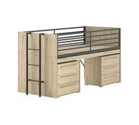 Lit mi-haut 90x200 sam nat-noir