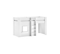 Lit Mi-Hauteur à Fenêtres 90x200cm en MDF Laqué Blanc - EMRYS -