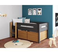 Lit Mi-hauteur Avec Rangements Milo Anthracite 90X190