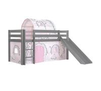 Lit mi-hauteur avec toboggan Astrid - VIPACK - Gris - Bois - Panneaux de particules - Sommier inclus