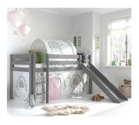 Lit mi-hauteur avec toboggan Astrid - VIPACK - Gris - Bois - Panneaux de particules - Sommier inclus