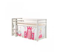 Lit mi-hauteur Charlotte en pin massif avec tente de lit Princess II - Vipack