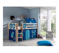 Lit de jeu Vipack Pino, surface de couchage 90x200 cm avec set textile rideau, tunnel et 3 sacs "Astro
