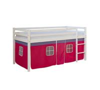 Lit mi-hauteur - HOMESTYLE4U - HomeStyle4U 1458 - 90x200 cm - Échelle - Rideau rouge