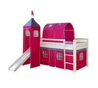 Lit mi-hauteur - HOMESTYLE4U - HomeStyle4U-1498 - 90x200 - Toboggan et tunnel - Rideau rouge