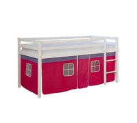 Homestyle4u Lit superposé 90x200 cm sommier à lattes bois pin massif rideau rose