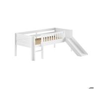 Vipack Lit mi-hauteur Scott – échelle et toboggan, bois et MDF – Blanc