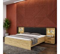 Lit moderne en bois avec LED 160x200cm AMELIA