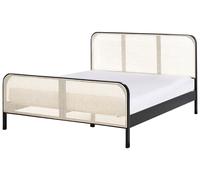 Lit Moderne en Bois de Pin 160 x 200 cm Tête de Lit Tresse Viennoise Sommier à L