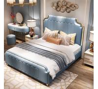 Lit moderne Lit double Lits Bois Bleu Style Bois Chambre à coucher Nouveau
