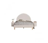 Lit moon 140x200cm blanc avec pouf