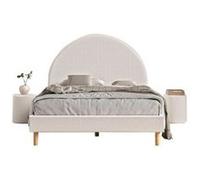 Vipack Lit Moon 140x200 cm Blanc avec pouf