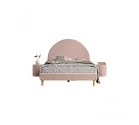 Lit moon 140x200cm rose avec pouf