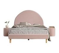 Lit Moon 140x200cm Rose avec pouf Rose G