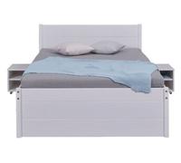 Lit multi-rangements 180x200cm en pin massif coloris blanc - longueur 209 x profondeur 186 x hauteur 90 - -