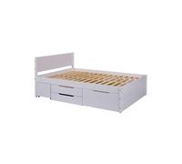 Lit Multi-Rangements en Bois "Darnell" 180x200cm Blanc