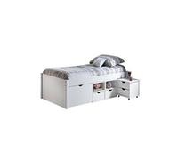 Lit multi rangements en pin couchage 90 X 200 cm - Dim : L 96 x P 209 x H 47.5 cm --