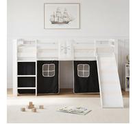 Lit noir mi-haut 90x200 cm avec matelas toboggan