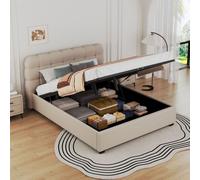 Concept Usine – Lit coffre Dallas style nuage 160x200 cm en velours beige