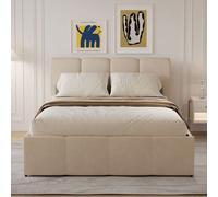 Baltimore lit coffre style nuage led 140x190cm velours beige