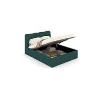 Baltimore lit coffre style nuage led 140x190cm velours vert