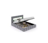 Omaha lit coffre style nuage led 160x200cm velours gris avec tête de lit et somm