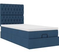 Lit ottoman avec matelas bleu 90x200 cm tissu