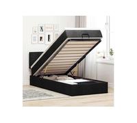 vidaXL Lit ottoman avec matelas noir 100x200 cm tissu