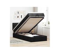vidaXL Lit ottoman avec matelas noir 100x200 cm tissu
