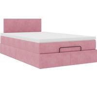 Lit ottoman avec matelas rose 120x190 cm velours