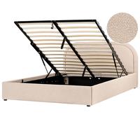 Lit Ottoman avec Rangement Moderne en Bouclé 160 x 200 cm Rembourré Beige Quilli