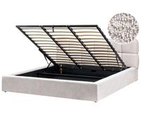 Lit Ottoman avec Rangement Moderne en Bouclé 180 x 200 cm Rembourré Beige Clair