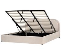 Lit Ottoman avec Rangement Moderne en Tissu 180 x 200 cm Rembourré Beige Quillie