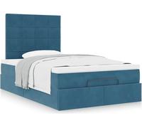 Lit ottoman design avec matelas bleu foncé 120x190 cm velours, Lits classiques 2024 Nouveau