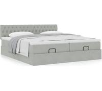 Lit Ottoman Design avec matelas Gris Clair 160x200 cm Velours, Lits Classiques 2024 Nouveau