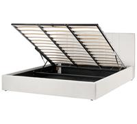 Lit Ottoman en Tissu 180 x 200 cm Rembourré Relevable Espace de Rangement Beige
