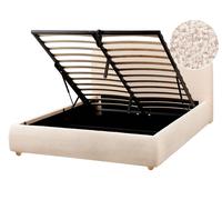 Lit Ottoman Minimaliste avec Rangement en Bouclé 140 x 200 cm Beige Clair Blagn