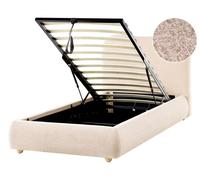Lit Ottoman Minimaliste avec Rangement en Bouclé 90x200cm Beige Clair Blagnac