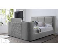 Lit Palace TV avec meuble TV intégré : 160 x 200 cm / Gris foncé / Matelas Cosmos