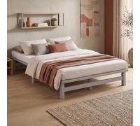 Lit Palette 120x200 cm Gris Bois Massif Lit Double Sommier Chambre Homestyle4u