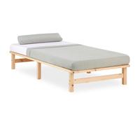 Lit Palette 90x200 cm Bois Naturel avec Sommier - Lit Simple / Lit d'Appoint Montage Facile- HOMESTYLE4U