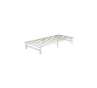 Homestyle4u Lit 1965 en bois de pin massif avec sommier à lattes 90 x 200 cm Blanc