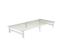 Homestyle4u 1965 Lit en bois de pin massif avec sommier à lattes - 90 x 200 cm - Blanc
