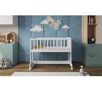 Lit parapluie 90x40 cm avec matelas, lit de couveuse sur roulettes, blanc, modèle SMARTCRIB. Lit pour bébé, lit pour enfant, lit de bébé