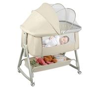 Lit parapluie - Lit d'appoint - Avec matelas - Hauteur et inclinaison réglables - 4 roulettes - Maille respirante - Jusqu'à 25 kg - Couleur kaki