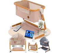 Lit parapluie pour bébé MaliDa avec roulettes | Lit d'appoint pour bébé, type boxspring | Berceau mobile avec fonction de berceuse et réglage de la hauteur | Lit de voyage pour bébé avec matelas | Lit