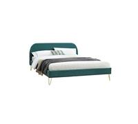 Lit phoenix 200 x 160 x 89 cm en velours 20 pieces sommier a lattes pour 2 personnes de couleur vert