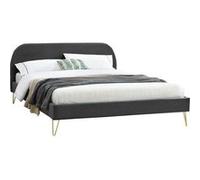 Phoenix lit 140 x 190 cm en velours et laiton gris