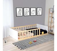 LIT Pilou 80x160 + sommier, Blanc et Naturel