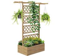 Lit plat en bois surélevé - Jardinière avec étagère - Pour plantes et fleurs - Avec un petit toit intégré